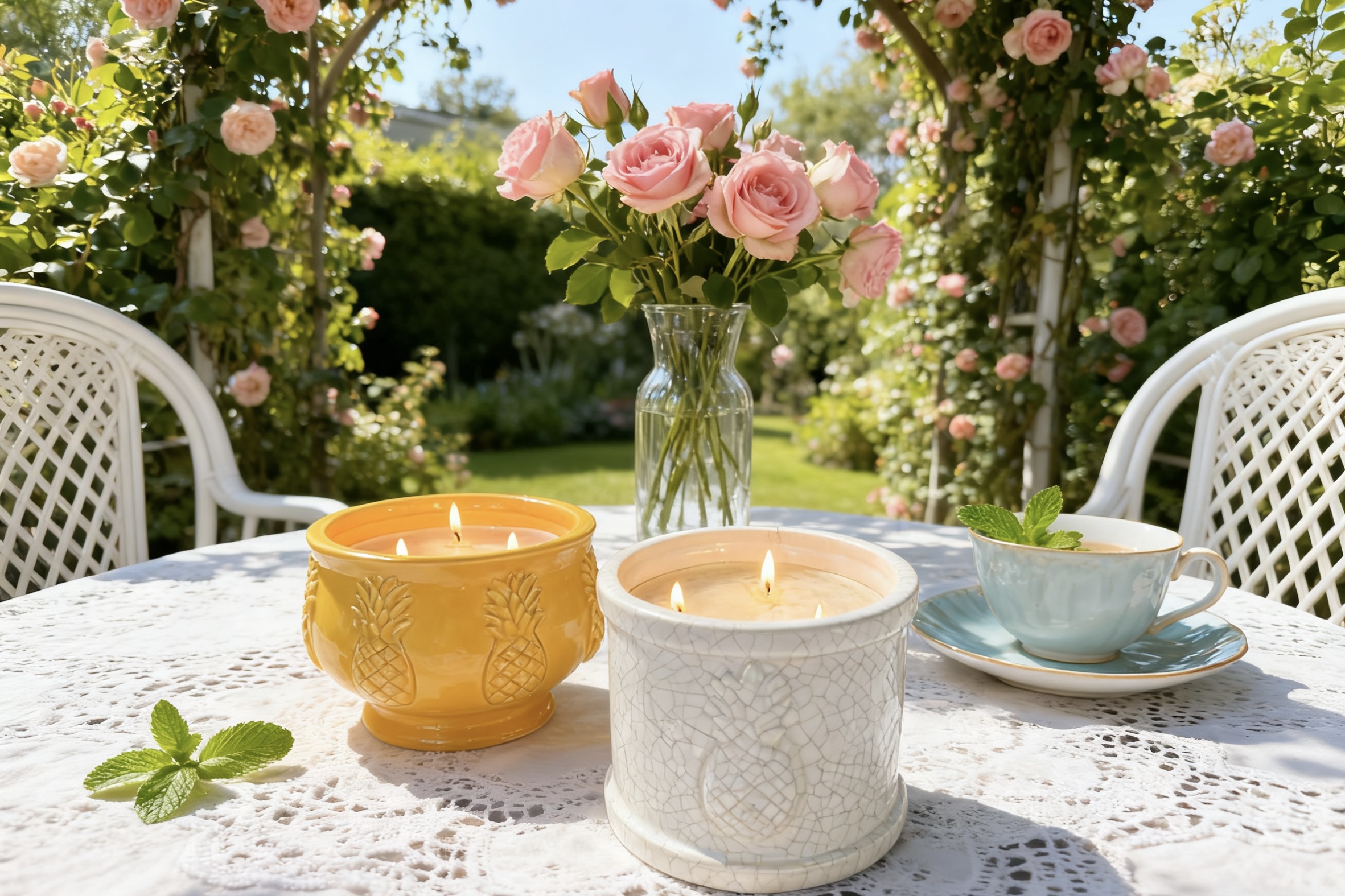 Pineapple Pattern Ceramic Candles